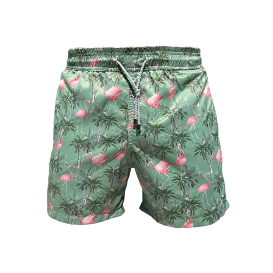 Pantaloneta Flamingos Verde